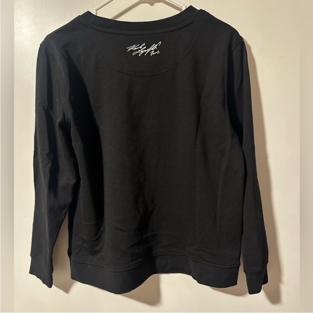Karl Lagerfeld Black Crystal Studded Eiffel Tower Sweatshirt Silver Logo M - Picture 6 of 9
